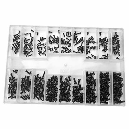 Picture of HOTMMGR Small Screws Assortment Kit 18 Kinds M1.2 / M1.4 / M2.0 Tiny Micro Screws Set for Glasses Watches (Black)