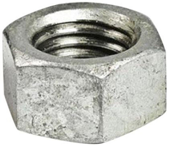 Picture of Steel Hex Nut, Hot-Dipped Galvanized Finish, Grade 2, ASME B18.2.2, 1/2"-13 Thread Size, 3/4" Width Across Flats, 7/16" Thick (Pack of 50)