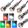 Picture of FICBOX 5pcs LED Metal Indicator Light 6mm 1/4" 12V Waterproof Signal Lamp Power Work Light for Pilot Dash Car Truck Boat