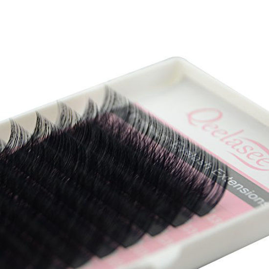 Picture of Qeelasee Faux Mink Silk Eyelash Extensions 0.03mm D Curl 11mm Semi-Permanent Individual Lashes Extension Professional Salon Use