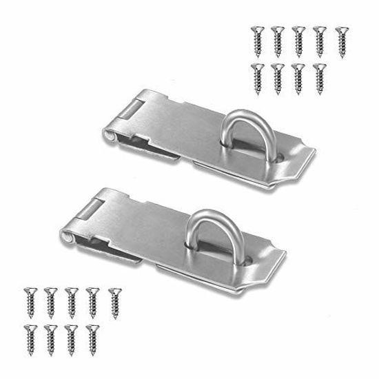 Picture of Door Locks Hasp Latch, 5 Inch Stainless Steel Safety Packlock Clasp Hasp Lock Latch, Extra Thick Gate Lock Hasp with Screws Brushed Finish 2 Pack (5inch)