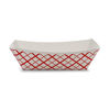 Picture of Paper Food Trays - 1/4 lb Small Disposable Plaid Classy Red and White Boats by MT Products (100 Pieces)