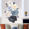 Picture of RW-D36 Peony Flower Wall Stickers White and Navy Blue Peony Rose Wall Decals 3D DIY Removable Peel and Stick Rose Wall Art Decor for Kids Baby Girls Bedroom Living Room Nursery Office Decoration