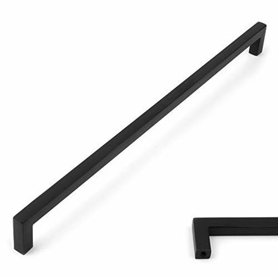 Picture of Koofizo Solid Square Bar Cabinet Handle - Black Furniture Pull, 10 Inch/256mm Screwhole Distance, 1-Piece for Kitchen Cupboard Door, Bedroom Dresser Drawer, Bathroom Wardrobe Hardware