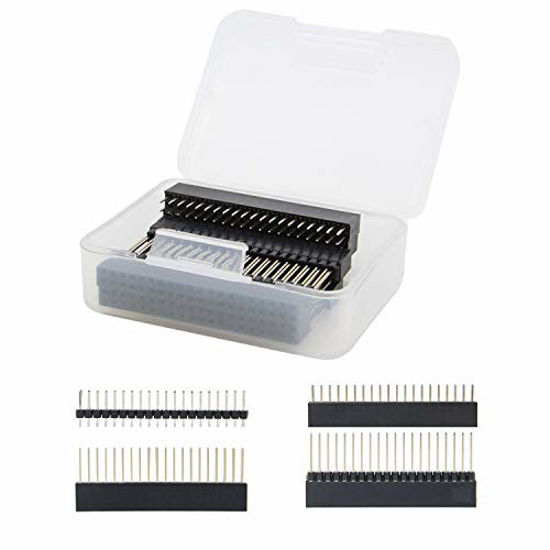 Picture of Geekworm 2x20 40 Pin Stacking Female Header Kit for Raspberry Pi 4B/3B+/3B/2B/B+/A+/Zero(Zero W)(5 Specifications 10Pcs), Raspberry Pi GPIO Stacking Header/Extender, Raspberry Pi Pico Header Pack