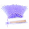 Picture of Bezall® 50pcs Drawstring Organza Folding Hand Fan Pouch Party Wedding Favor Gift Bags 2 x 10 Inches (Light Purple)