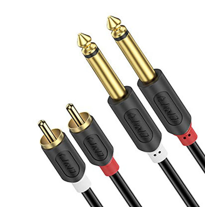 Picture of J&D Dual 1/4 inch TS to Dual RCA Stereo Audio Interconnect Cable, Gold Plated Audiowave Series 2 x 6.35 mm Male TS to 2 RCA Male PVC Shelled Adapter Cable, 9 Feet