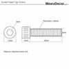 Picture of M8-1.25 x 30mm Socket Head Cap Screws, Allen Socket Drive, Stainless Steel 18-8, Full Thread, Bright Finish, Machine Thread, Quantity 25