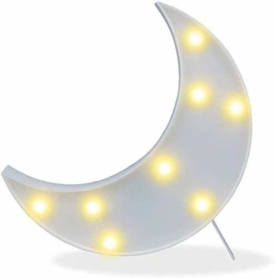 LED Moon Shaped Marquee Signs, Light Up Moon Night Lights Battery Operated  Crescent Moon Lamp for Bedroom, Christmas, Birthday Party Decor-Moon(White)