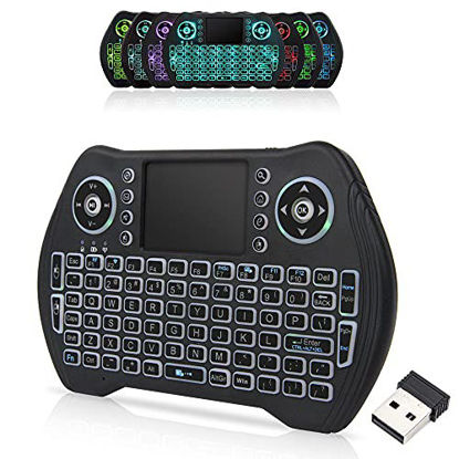 Picture of Backlit 2.4GHz Mini Wireless Keyboard Remote Control with Touchpad Mouse Combo with USB Dongle Rechargeable Li-ion Battery for Android TV Box/Smart TV/PC/Windows/MacOS/Linux/X-Box/Smart TV Box