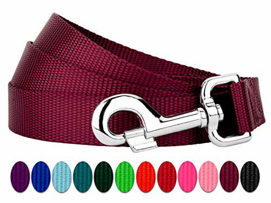 Picture of Country Brook Petz - Vibrant 13 Color Selection - Heavyduty Doublehandle Nylon Leash (6 Foot, 1 Inch Wide, Burgundy)