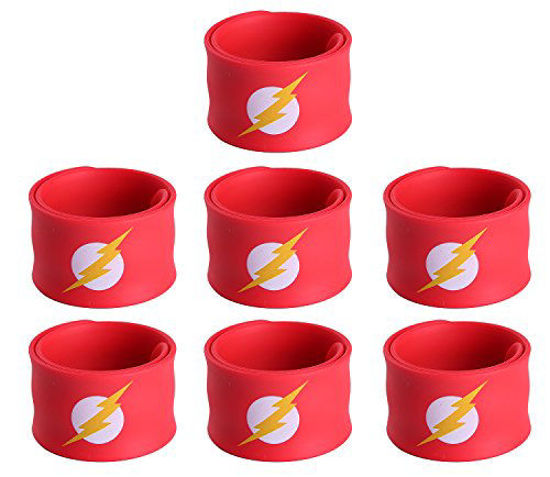 Picture of Justice League Superhero Slap Bracelet for Kids Boys & Girls Birthday Party Supplies Favors (7 Pack The Flash)