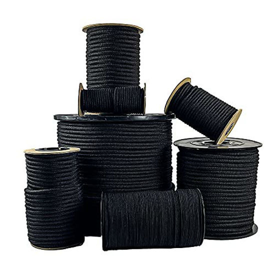 Picture of SGT KNOTS Diamond Grip Elastic Bungee Cord - 100% Stretch and Shock Absorbent for Camping, Kayak Deck, Crafting (3/32" x 100ft, Black)