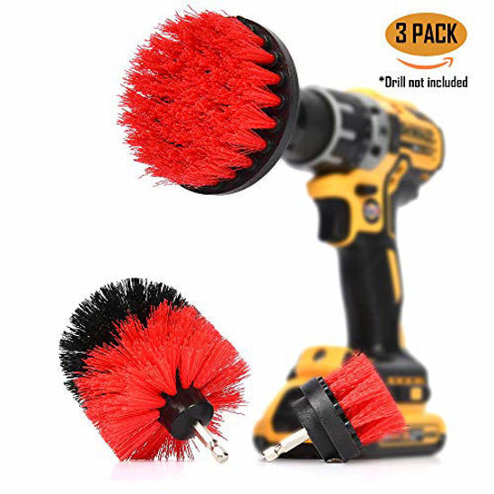 Picture of DRILL BRUSH 360 Original Attachments 3 Pack kit - Cleaner Scrubbing Brushes for Bathroom Surface, Grout, Tub,Tile, Shower, Kitchen, Auto, Fiberglass,Boat,RV (red)