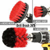 Picture of DRILL BRUSH 360 Original Attachments 3 Pack kit - Cleaner Scrubbing Brushes for Bathroom Surface, Grout, Tub,Tile, Shower, Kitchen, Auto, Fiberglass,Boat,RV (red)