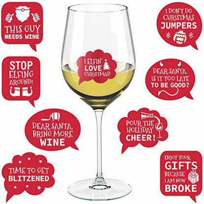 Picture of Edgy Christmas Wine Glass Drink Markers - Wine Charms Alternative - 18 Static Cling Reusable Stickers