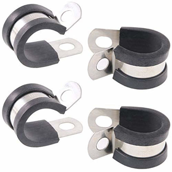 Picture of Keadic 20Pcs 5/8" (16mm) Cable Clamp Rubber Wire Clamps Stainless Steel Rubber Cushioned Insulated Clamps