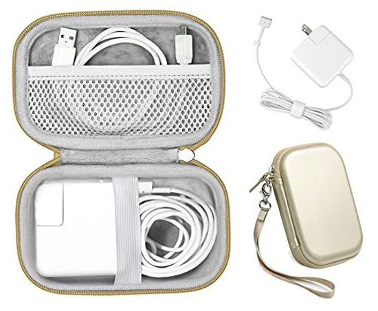 Picture of Handy Protective Case for MacBook Air Power Adapter, Also Good for USB C Hub, Type C Hub, USB Multi Ports Type c hub, Featured Compact case for Easy Storage and Protection, mesh Pocket (Gold)