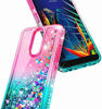 Picture of E-Began Case for LG Journey LTE, Aristo 4+ Plus/Neon Plus/Escape Plus/Arena 2/Tribute Royal with Tempered Glass Screen Protector, Glitter Liquid Floating Quicksand Girls Cute Case -Pink/Aqua