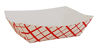 Picture of Disposable Red and White Checkered Paperboard Food Trays, Carnivals, Fairs, Festivals, and Picnics. Holds Nachos, Fries, Hot Corn Dogs, and More! Eco Friendly , Holds 1 LB., Count 100 pcs