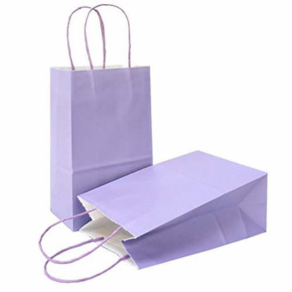 Picture of AZOWA Gift Bags Large Kraft Paper Bags with Handles (7.5 x 3.9 x 9.8 in, Light Purple, 12 Pcs)