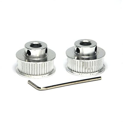 Picture of ReliaBot 2PCs Aluminum 2GT Timing Pulley 40 Teeth Bore 8mm for 3D Printer 10mm Width 2GT Timing Belt