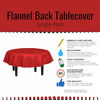 Picture of Exquisite Flannel Backed Vinyl Tablecloths, Solid Color Premium Quality Waterproof Table Cover (70 Inch. Round, Red)