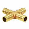 Picture of Joywayus 1/2 Large ID Hose Barb 4 Way Union Fitting Pipe Cross Intersection/Split Brass Water/Fuel/Air