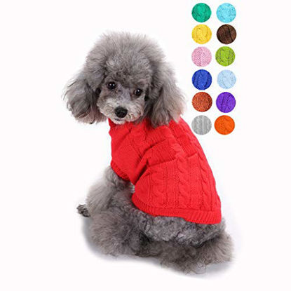 Picture of Small Dog Sweater, Warm Pet Sweater, Cute Knitted Classic Dog Sweaters for Small Dogs Girls Boys, Cat Sweater Dog Sweatshirt Clothes Coat Apparel for Small Dog Puppy Kitten Cat (X-Small, Red)