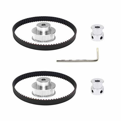 Picture of Befenybay 2Kit 2GT Synchronous Wheel 20&36 Teeth 6.35mm Bore Aluminum Timing Pulley with 2pcs Length 200mm Width 6mm Belt (20-36T-6.35B-6)