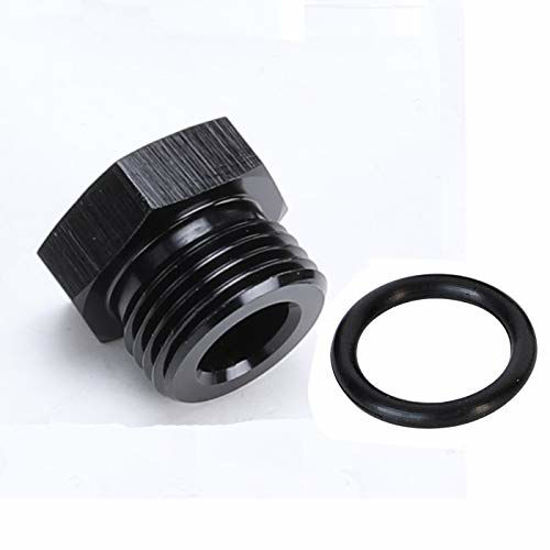 Picture of Black -8 AN AN8 Aluminum Male Flare Plug Fitting with 8AN ORB O Ring Boss Thread 3/4-16 Seal Nut Block Off Cap Adapter