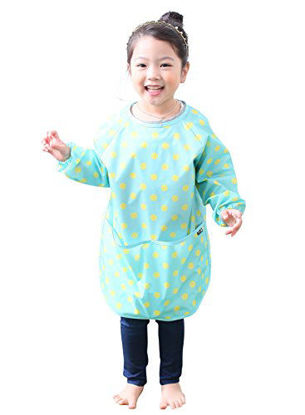 Picture of Plie Waterproof Kids Art Smocks 37 Colors (Age 1-10, S-XXL Size), Mint Dot (02-M)