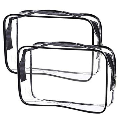 Picture of Clear Toiletry Bag Quart Size Bag 2Pcs Travel Makeup Cosmetic Bag PVC Toiletries Cosmetic Pouch for Women Men (L)