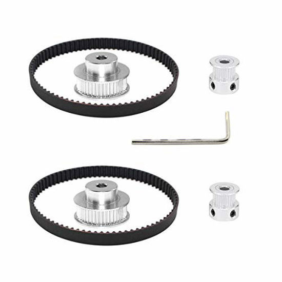 Picture of Befenybay 2Kit 2GT Synchronous Wheel 20&36 Teeth 5mm Bore Aluminum Timing Pulley with 2pcs Length 200mm Width 6mm Belt (20-36T-5B-6)