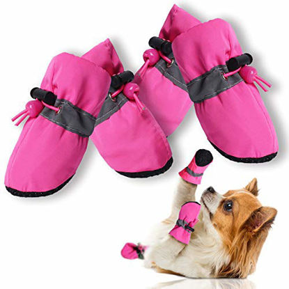 Picture of CALHNNA Dog Shoes Dog Boots &Paw Protectors Anti-Slip Shoes Dog Booties for Small Medium Dogs and Cat Puppies 4PCS