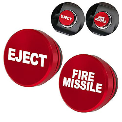 Picture of ALAMSCN Aluminum EJECT FIRE MISSILE Button Car Cigarette Lighter Plug Cover Fits Most Automotive Vehicles Boats with Standard 12 Volt Power Source (EJECT+FIRE MISSILE)