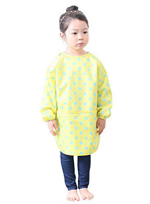 Picture of Plie Waterproof Kids Art Smocks 37 Colors (Age 1-10, S-XXL Size), Yellow Dot (01-M)