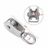 Picture of 4 Pcs 20MM Single Pulley Block, Stainless Steel Wire Rope Crane Pulley Block M20 Pulley Roller Lifting Crane Swivel Hook Hanging Wire Towing Wheel