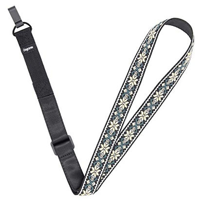 Picture of Rayzm Clip-on Ukulele Strap, Jacquard Weave Cotton Strap for Ukulele, Adjustable Cotton Neck Sling Strap for Ukulele, Button-Free Cross-Chest Uke Strap, No Screws, Hands Free