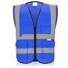 Picture of WORCBGIO Reflective Safety Vest with Pockets High Visibility Sliver Strip for Men and Women (Blue, X-Large)