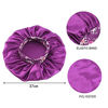 Picture of 2PCS Satin Hair Bonnet for Black Women Elastic Wide Band Braid Bonnet for Sleeping Single Layer Sleep Cap for Braid curly natural hair Black + Purple