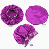 Picture of 2PCS Satin Hair Bonnet for Black Women Elastic Wide Band Braid Bonnet for Sleeping Single Layer Sleep Cap for Braid curly natural hair Black + Purple