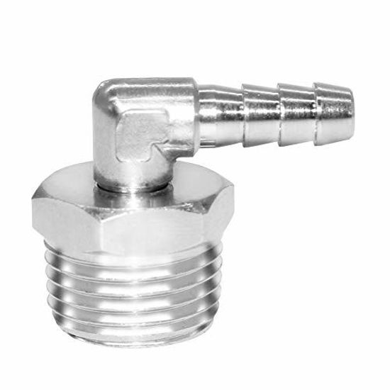 Picture of Joywayus Swivel 90 Degree Elbow,1/4" Hose Barb x 1/2" Male NPT Pipe Fitting,Nickel Plated Brass Adjustable Adapter