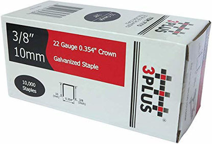 Picture of 3PLUS 71/10 22 Gauge 3/8-Inch Crown 3/8-Inch Leg Length Galvanized Fine Wire Staples, 10,000 per Box