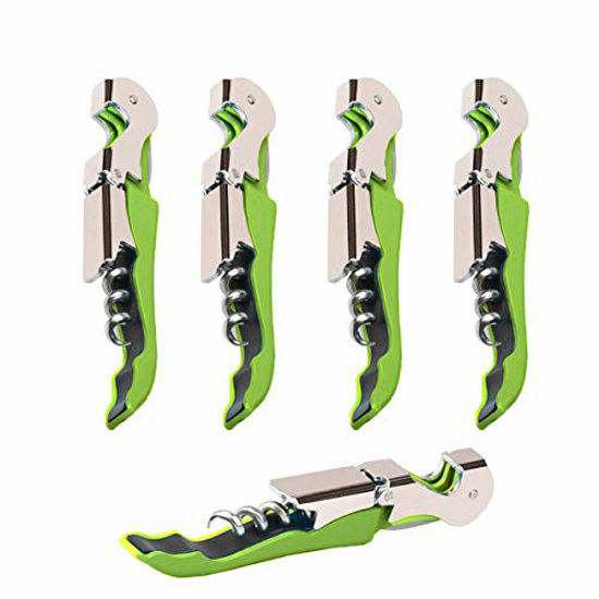 Picture of 4 Packs Professional Waiter Corkscrew Wine Openers Set,Upgraded With Heavy Duty Stainless Steel Hinges Wine Key for Restaurant Waiters, Sommelier, Bartenders (Green 4 Packs)