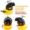 Picture of wonuu Rubber Duck Car Ornaments Cool Yellow Duck Car Dashboard Decorations Squeaky Glasses Duck with Propeller Helmet for Car ccessories Dashboard Toy (Full_Black-Yellow G)