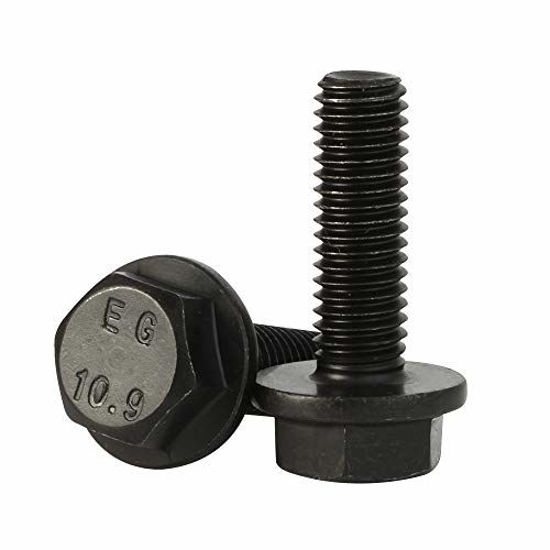 Picture of M8 x 20mm Flanged Hex Head Bolts Flange Hexagon Screws, Full Thread, Alloy Steel, Black Oxide Finish, Quantity 20