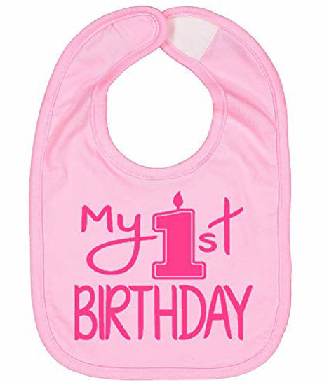 Picture of Handmade Cute Baby Boy Girl First Birthday Smash Cake Bibs - My 1st Birthday Bib (Pink Pink)