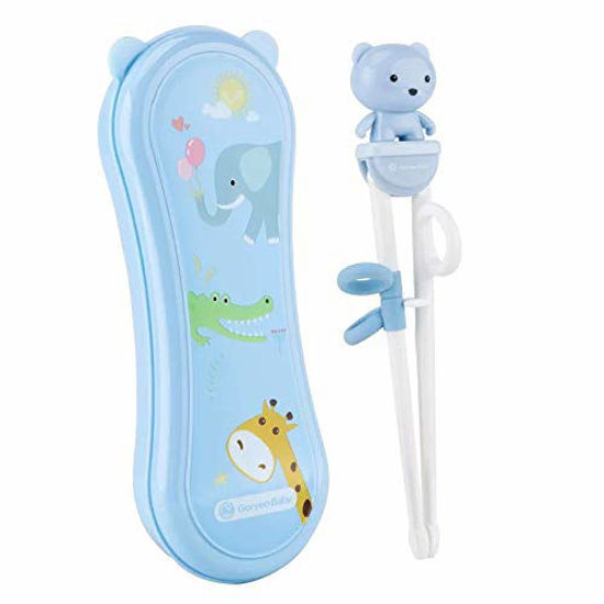 Picture of Goryeo Baby Training Chopsticks for Kids - Kids Chopsticks Use Completely Harmless Material - Anti-dislocation Buckle Design - Includes Portable Box (Blue)