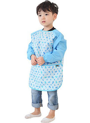 Picture of Plie Waterproof Kids Art Smocks 37 Colors (Age 1-10, S-XXL Size), Blue Puppy (23-XXL)